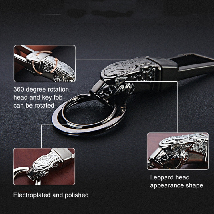 HONEST Metal Car Keychain Leopard Head Key Chain Pendant(Basic Bright Silver) - Key Rings by HONEST | Online Shopping South Africa | PMC TechLife | Buy Now Pay Later Mobicred