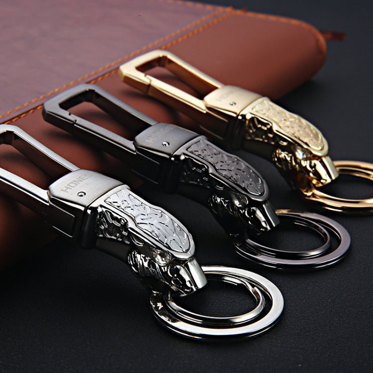 HONEST Metal Car Keychain Leopard Head Key Chain Pendant(Basic Black Nickel) - Key Rings by HONEST | Online Shopping South Africa | PMC TechLife | Buy Now Pay Later Mobicred