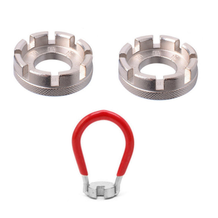 2 Silver 8 Port+Red Wrench Chrome Molybdenum Steel Mountain Bike Spoke Wrench Set - Maintenance tools by PMc TechLife | Online Shopping South Africa | PMc TechLife | Buy Now Pay Later Mobicred