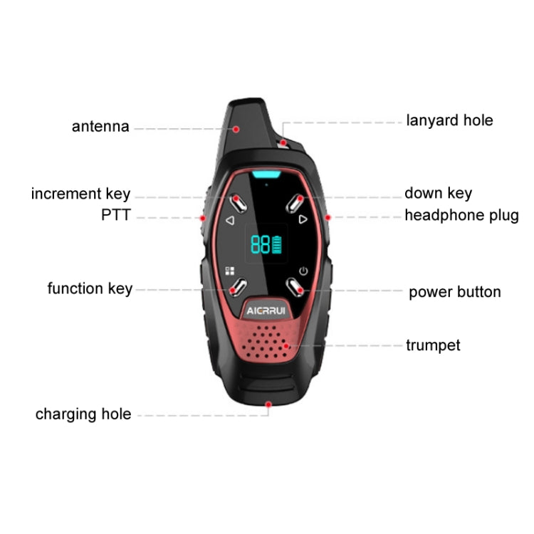 LED Display USB Charging Wireless Handheld Small Mini Walkie Talkie(Red) - Handheld Walkie Talkie by PMC TechLife | Online Shopping South Africa | PMC TechLife | Buy Now Pay Later Mobicred