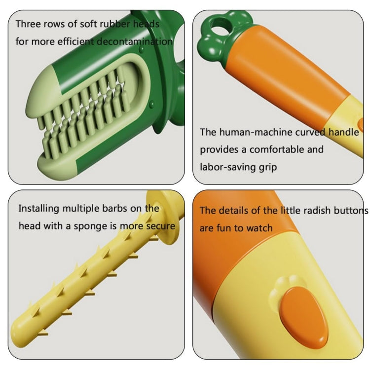 Long Handle Household Multifunctional Cup Washing Brush Carrot Shape 3 In 1 Cleaning Brush(Yellow) - Cleaning Tools by PMc TechLife | Online Shopping South Africa | PMc TechLife | Buy Now Pay Later Mobicred