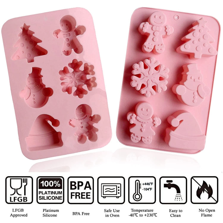 6 Cavity Cake Mold Food Grade Non-Stick Silicone Merry Christmas Festival Dessert Making Mould(Style 2) - Food Molds by PMC TechLife | Online Shopping South Africa | PMC TechLife