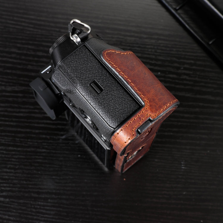 For FUJIFILM X-T5 Camera Cowhide Bag Anti-scratch Protective Case Base Cover(Deep Coffee) - Leather Bag by PMC TechLife | Online Shopping South Africa | PMC TechLife | Buy Now Pay Later Mobicred