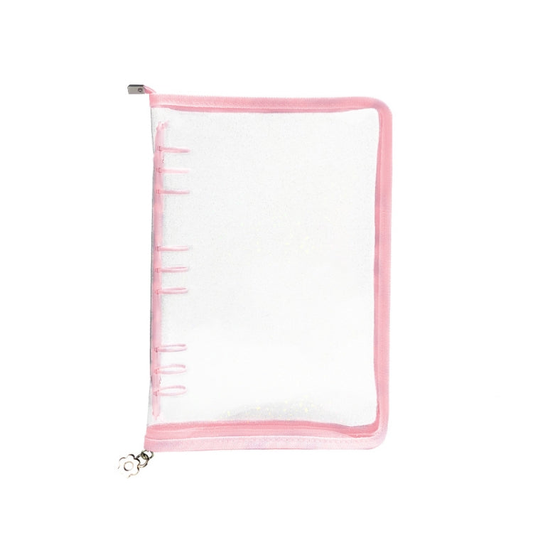 B5 9 Rings Loose-leaf Journal Clear PVC Cover Zipper Planner Notebook Without Inner Pages(Pink) - Notebooks by PMc TechLife | Online Shopping South Africa | PMc TechLife | Buy Now Pay Later Mobicred