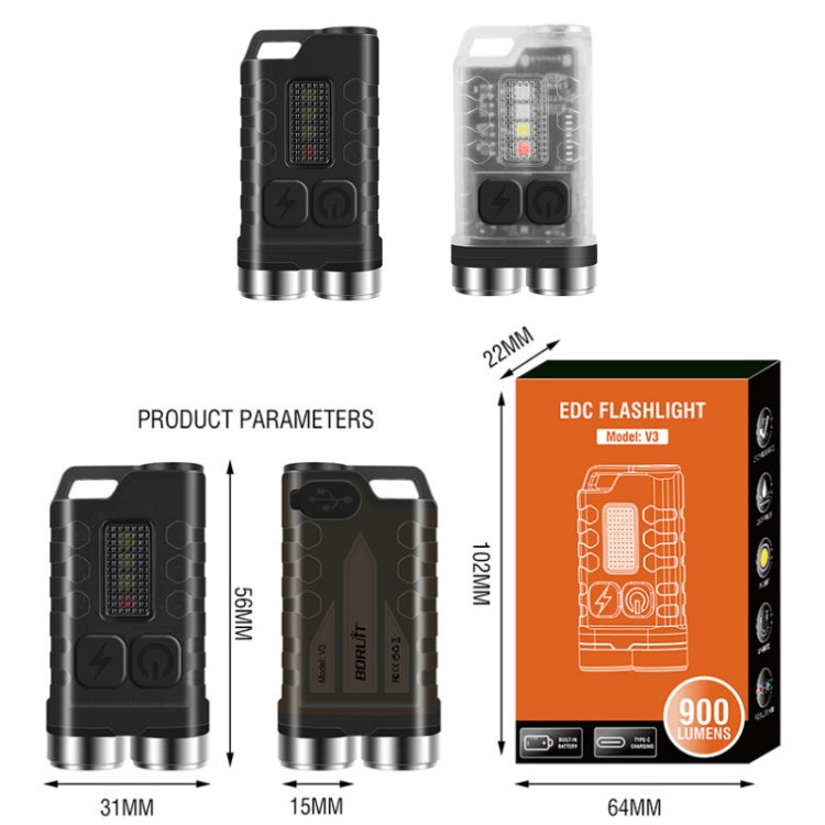 V3 Keychain Light USB Rechargeable Strong Light Mini Flashlight(Transparent Black) - Mini Flashlight by PMc TechLife | Online Shopping South Africa | PMc TechLife | Buy Now Pay Later Mobicred