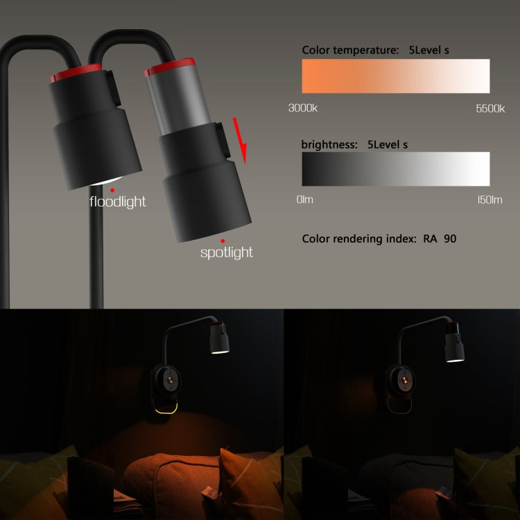 2700-6500K LED Bedside Table Lamp Eye Protection Magnetic Suction Night Light Wall Lamp(White) - Desk Lamps by PMC Jewellery | Online Shopping South Africa | PMC Jewellery | Buy Now Pay Later Mobicred