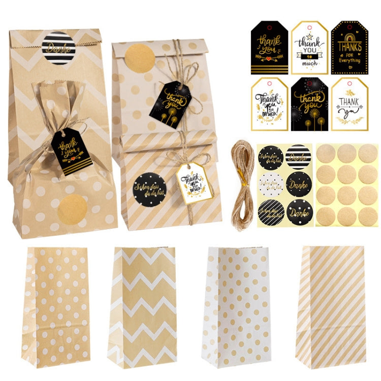 24 In 1 Point Striped Cowhide Paper Bag Retro Thanks Gift Bag Party Bakery Biscuits Candy Bag(Style 1) - Gift Bags & Wrapping Supplies by PMC TechLife | Online Shopping South Africa | PMC TechLife