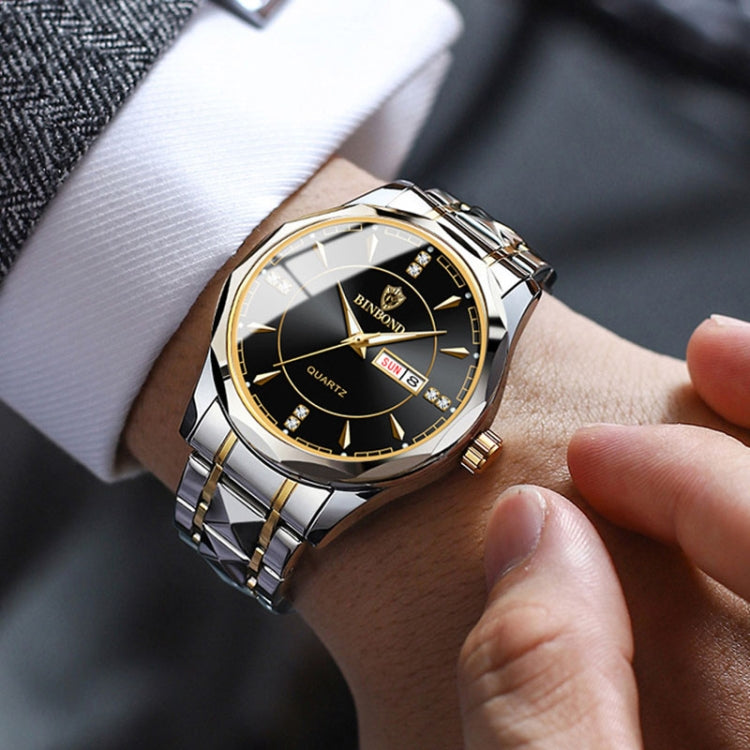 BINBOND B5552 Luminous Multifunctional Business Calendar Quartz Watch(Inter-gold-Gray) - free shipping - PMC TechLife - Order now!
