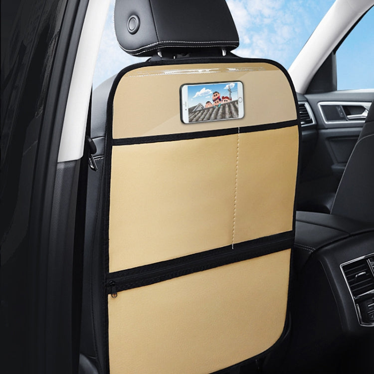 Car Seat Back Children Anti-kick Pad Back Rear Anti-dirty Universal Leather Protection Pad Storage Bag All Inclusive Version (Beige) - Seat Accessories by PMC TechLife | Online Shopping South Africa | PMC TechLife | Buy Now Pay Later Mobicred