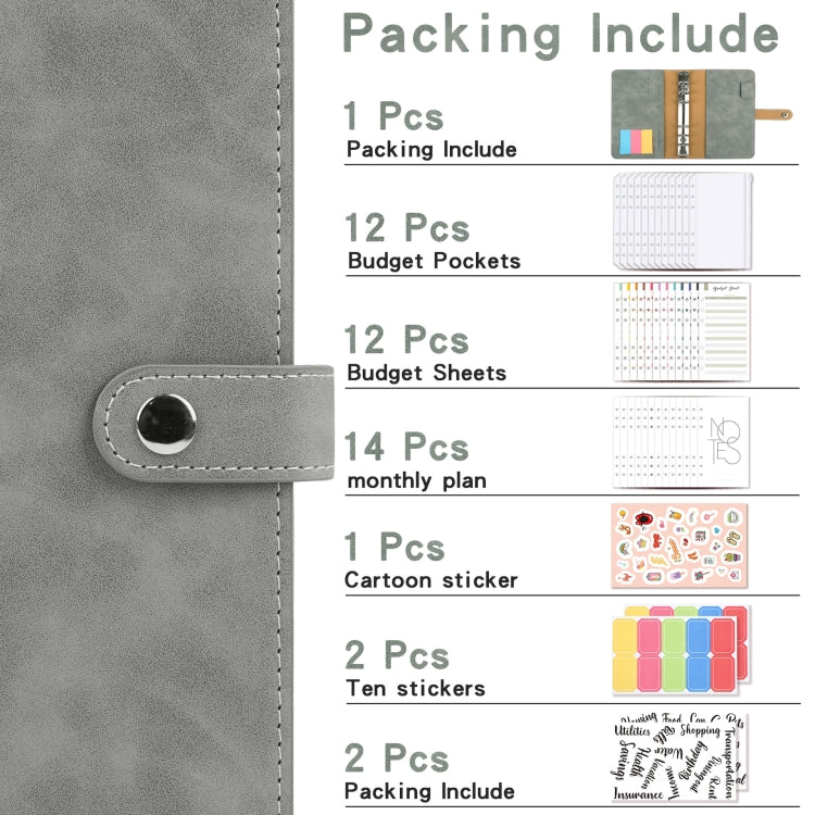 H666 A6 Loose-leaf Binder Cash Budget Handbook Vintage PU Leather Notebook with Window(Denim Blue) - Notebooks by PMC TechLife | Online Shopping South Africa | PMC TechLife | Buy Now Pay Later Mobicred