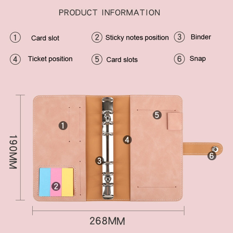 H666 A6 Loose-leaf Binder Cash Budget Handbook Vintage PU Leather Notebook with Window(Pink) - Notebooks by PMc TechLife | Online Shopping South Africa | PMc TechLife | Buy Now Pay Later Mobicred