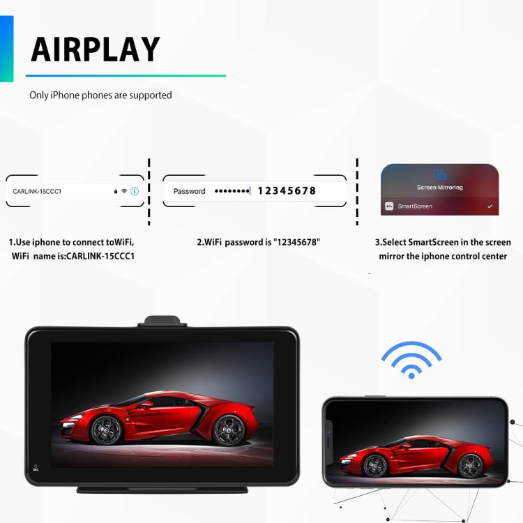 A3135 7 Inches HD Wired Smart Screen With Wireless CarPlay + Android Auto + Android Without Camera - Car MP3 & MP4 & MP5 by PMC TechLife | Online Shopping South Africa | PMC TechLife | Buy Now Pay Later Mobicred