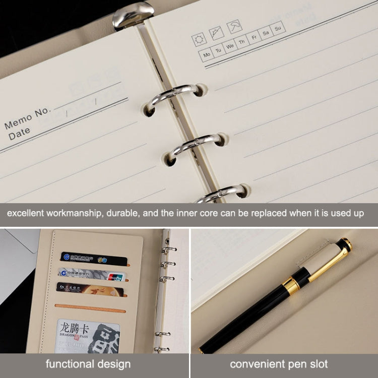 6 Hole Three Fold Loose-leaf Case A5 Business Notebook Office Stationery Notepad(Blue) - free shipping - PMc TechLife - Order now!
