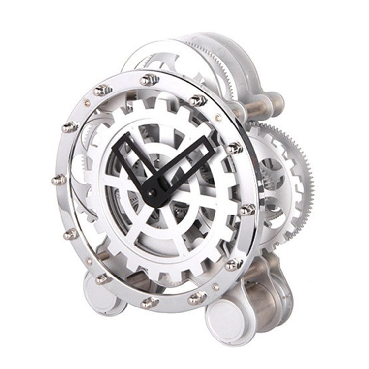 HY-G001 Rotating Double Gear Living Room Stainless Steel Decorative Clock(Silver) - Novelty Clock by PMc TechLife | Online Shopping South Africa | PMc TechLife | Buy Now Pay Later Mobicred