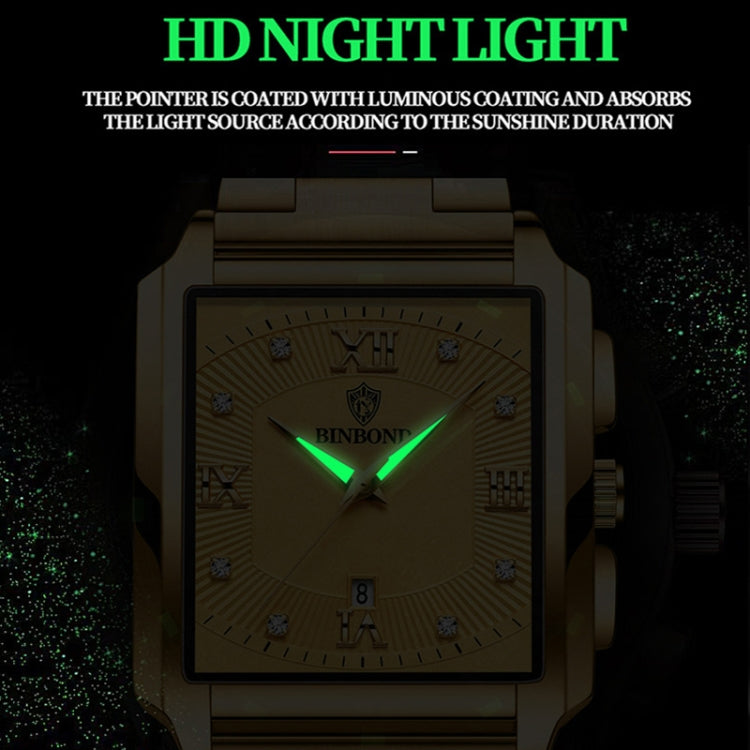 BINBOND B4143 Rectangular Outdoor Men Waterproof Quartz Watches(Brown Leather-Full Gold) - free shipping - PMC TechLife - Order now!
