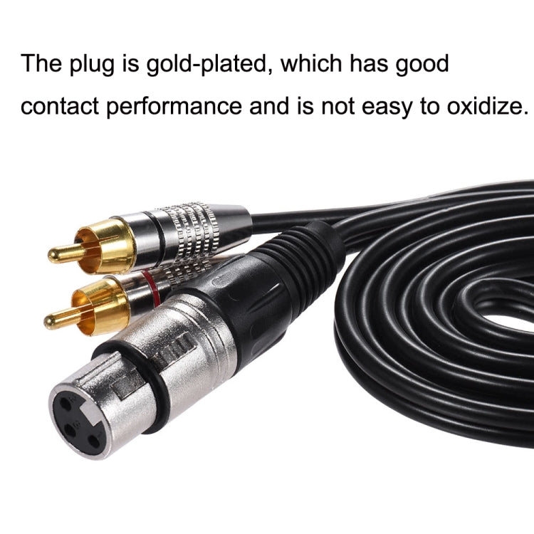 XLR Female To 2RCA Male Plug Stereo Audio Cable, Length: 0.5m - Microphone Audio Cable & Connector by PMC TechLife | Online Shopping South Africa | PMC TechLife