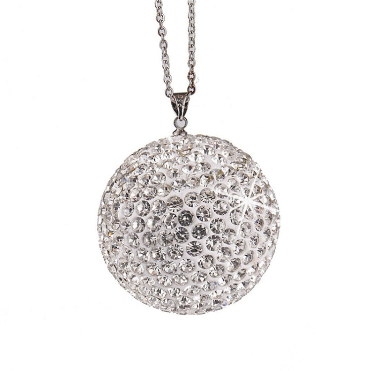Car Diamond Crystal Ball Rearview Mirror Decoration Pendant(White) - free shipping - PMC TechLife - Order now!