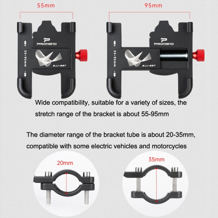 PROMEND SJJ-297 Aluminum Alloy Rotation Adjustable Bicycle Mobile Phone Bracket(Titanium) - Holders by PMC TechLife | Online Shopping South Africa | PMC TechLife | Buy Now Pay Later Mobicred