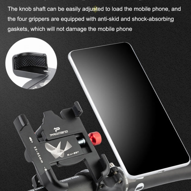 PROMEND SJJ-297 Aluminum Alloy Rotation Adjustable Bicycle Mobile Phone Bracket(Black) - Holders by PMC TechLife | Online Shopping South Africa | PMC TechLife | Buy Now Pay Later Mobicred