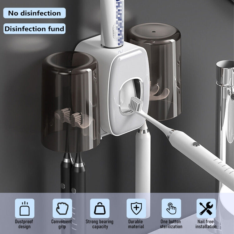 Couple Wall Mounted Toothbrush Holder Automatic Squeeze Toothpaste Device,Spec: Ordinary Black - Toothpaste Squeezing Device by PMC TechLife | Online Shopping South Africa | PMC TechLife