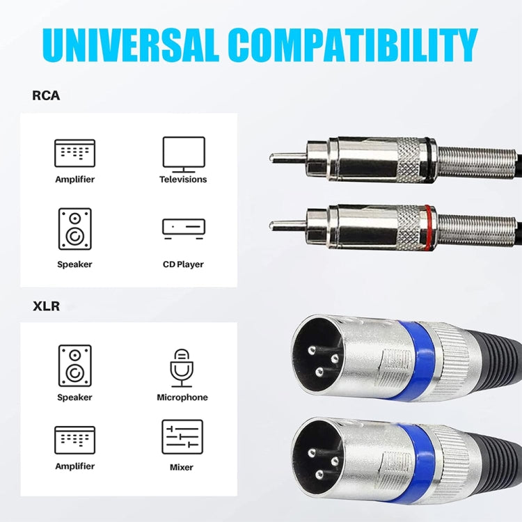 2RCA Male 2XLR Caron Male Speaker Audio Balance Cable, Length: 3m - Microphone Audio Cable & Connector by PMC TechLife | Online Shopping South Africa | PMC TechLife | Buy Now Pay Later Mobicred