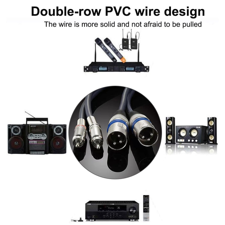 2RCA Male 2XLR Caron Male Speaker Audio Balance Cable, Length: 5m - Microphone Audio Cable & Connector by PMC TechLife | Online Shopping South Africa | PMC TechLife | Buy Now Pay Later Mobicred