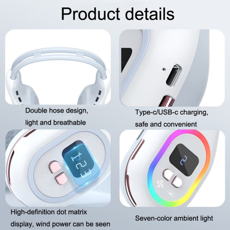 S57 Outdoor Sports RGB Hanging Neck Fan Folding Portable Mini Bladeless USB Fan(Mint Green) - Electric Fans by PMC TechLife | Online Shopping South Africa | PMC TechLife | Buy Now Pay Later Mobicred