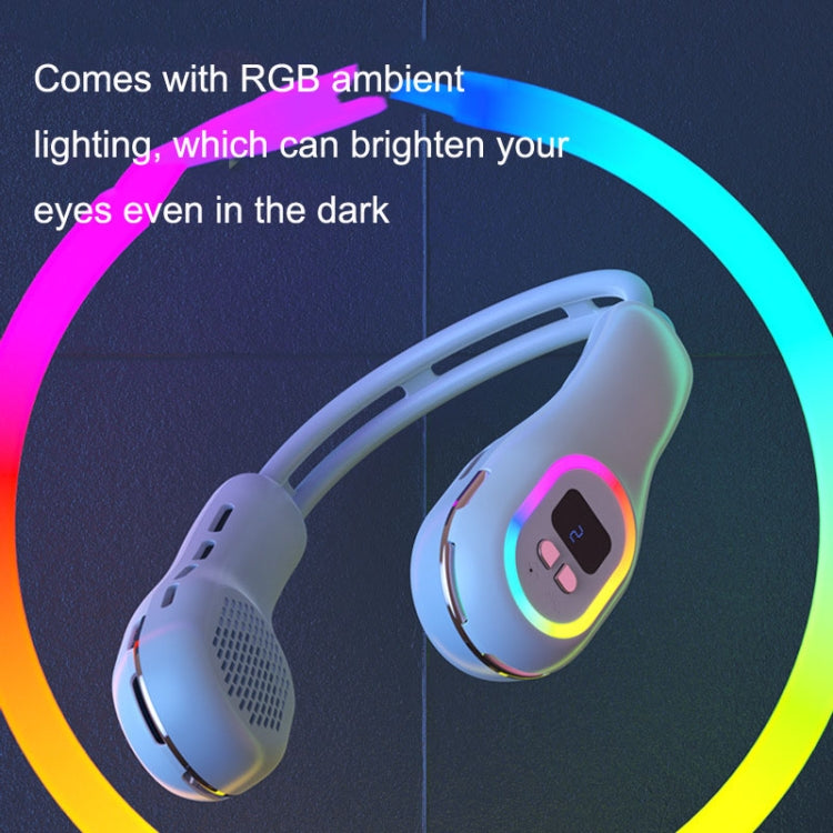 S57 Outdoor Sports RGB Hanging Neck Fan Folding Portable Mini Bladeless USB Fan(Clove Purple) - Electric Fans by PMC TechLife | Online Shopping South Africa | PMC TechLife | Buy Now Pay Later Mobicred