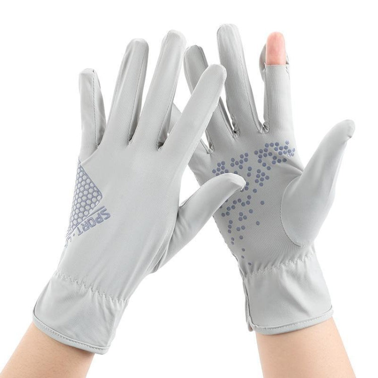 1pair Driving Sunscreen Anti-ultraviolet Thin Summer Ice Silk Dew Finger Non-slip Riding Gloves Free Size(Smoke Gray) - Safety Gloves by PMC TechLife | Online Shopping South Africa | PMC TechLife