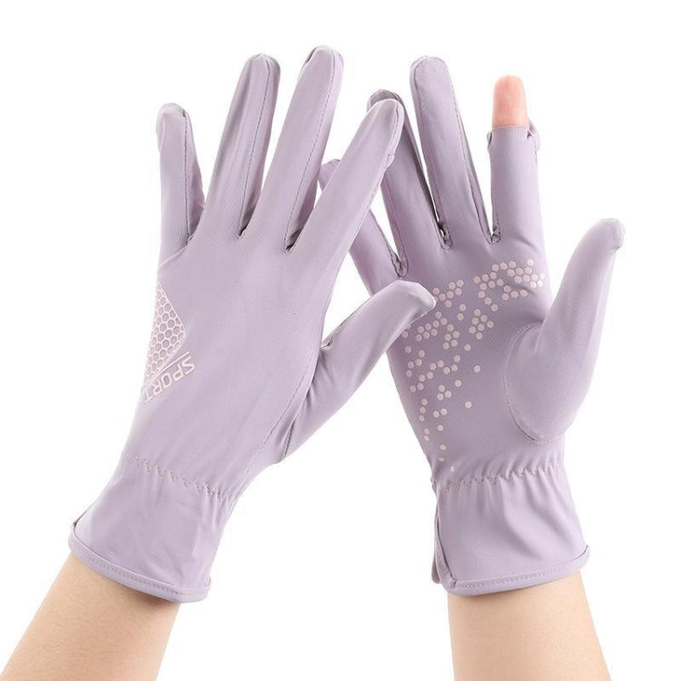 1pair Driving Sunscreen Anti-ultraviolet Thin Summer Ice Silk Dew Finger Non-slip Riding Gloves Free Size(Taro Purple) - Safety Gloves by PMC TechLife | Online Shopping South Africa | PMC TechLife | Buy Now Pay Later Mobicred