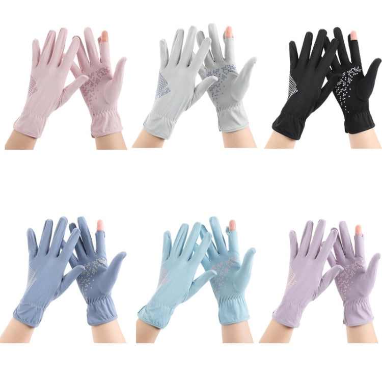 1pair Driving Sunscreen Anti-ultraviolet Thin Summer Ice Silk Dew Finger Non-slip Riding Gloves Free Size(Sky Blue) - Safety Gloves by PMC TechLife | Online Shopping South Africa | PMC TechLife | Buy Now Pay Later Mobicred