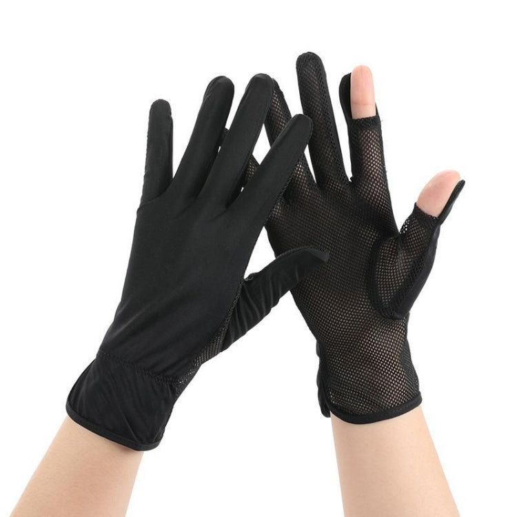 1pair Summer Sunscreen Breathable Thin Anti-ultraviolet Finger Fishing Ice Silk Gloves Free Size(Cloud Black) - Safety Gloves by PMC TechLife | Online Shopping South Africa | PMC TechLife | Buy Now Pay Later Mobicred