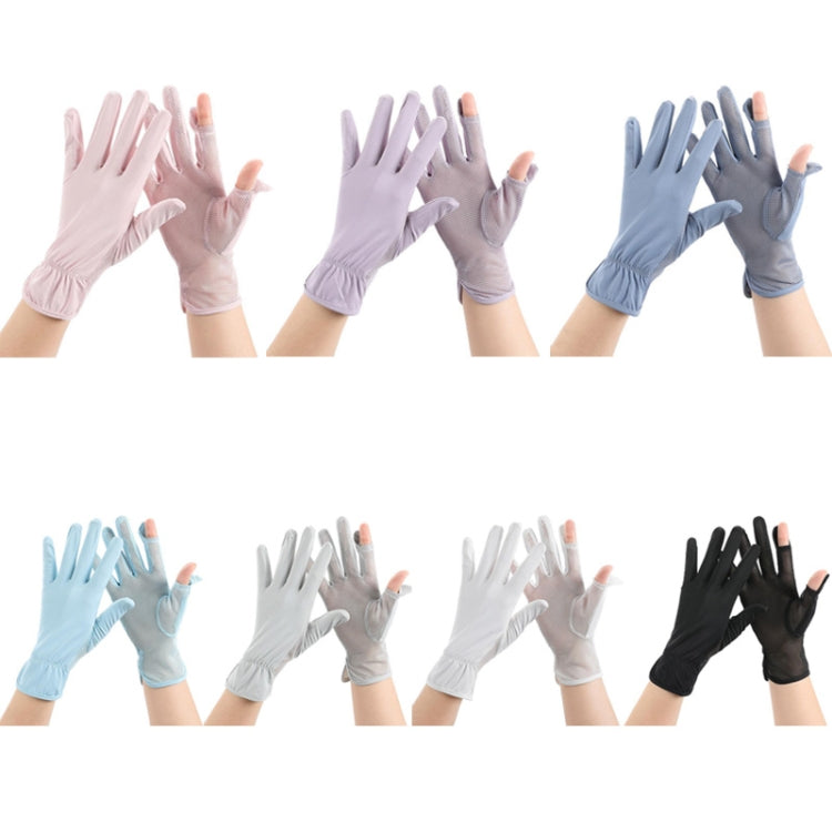 1pair Summer Sunscreen Breathable Thin Anti-ultraviolet Finger Fishing Ice Silk Gloves Free Size(Smoke Gray) - free shipping - PMC TechLife - Order now!