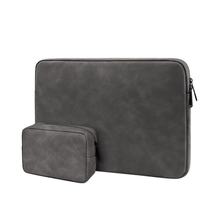 ND12 Lambskin Laptop Lightweight Water-resistant Sleeve Bag, Size: 14.1-15.4 inches(Deep Gray with Bag) - 14.1 inch by PMC Jewellery | Online Shopping South Africa | PMC Jewellery | Buy Now Pay Later Mobicred