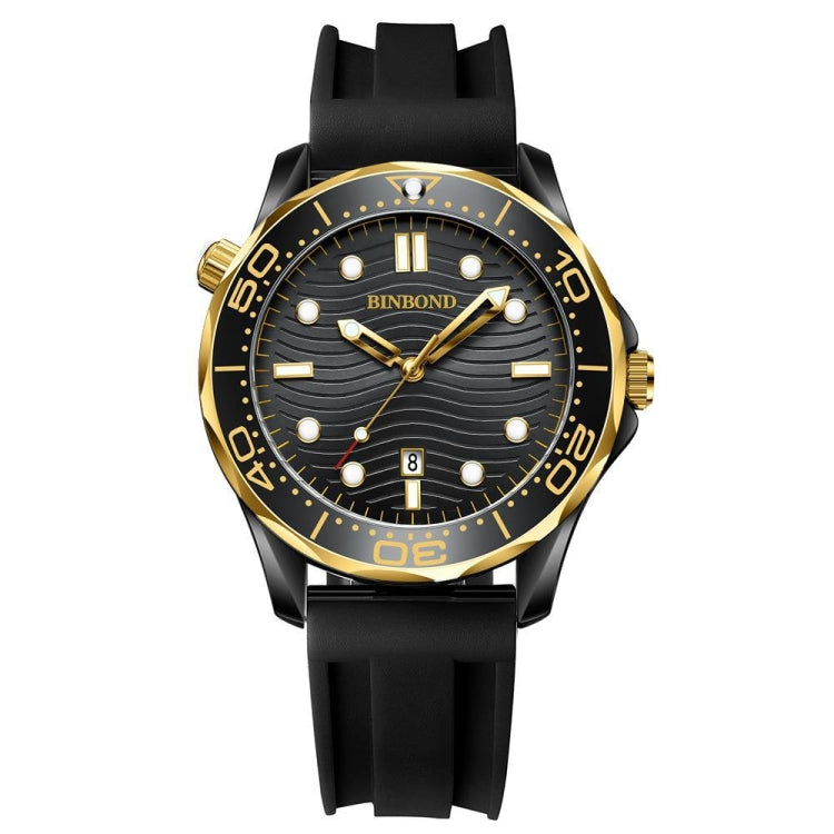 Black Silicon Inter-gold Black BINBOND B2820 Luminous 30m Water-resistant Men Sports Quartz Watch - free shipping - PMC TechLife - Order now!