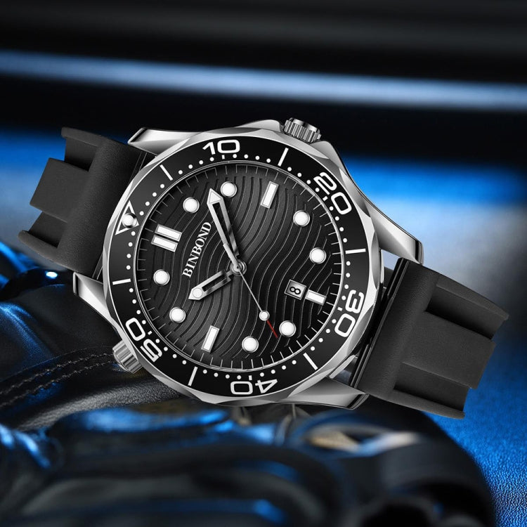 Black Silicon Inter-gold Black BINBOND B2820 Luminous 30m Water-resistant Men Sports Quartz Watch - free shipping - PMC TechLife - Order now!