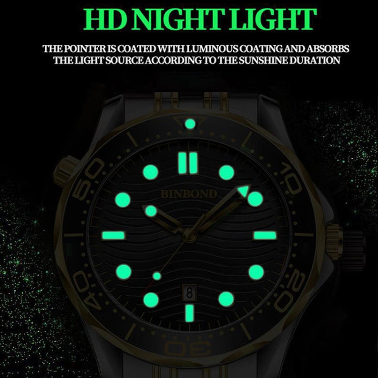 Black Silicon Inter-gold Black BINBOND B2820 Luminous 30m Water-resistant Men Sports Quartz Watch - free shipping - PMC TechLife - Order now!