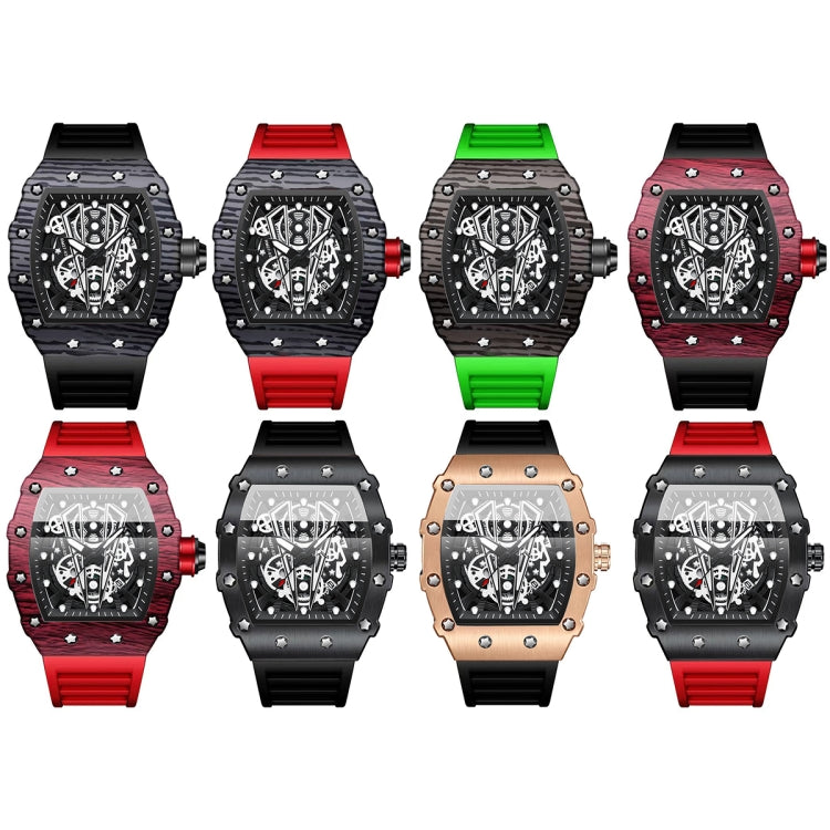 BINBOND B6577 Barrel Shape 30m Waterproof Sports Quartz Watch(Black Silicon-Red-Black) - free shipping - PMC TechLife - Order now!