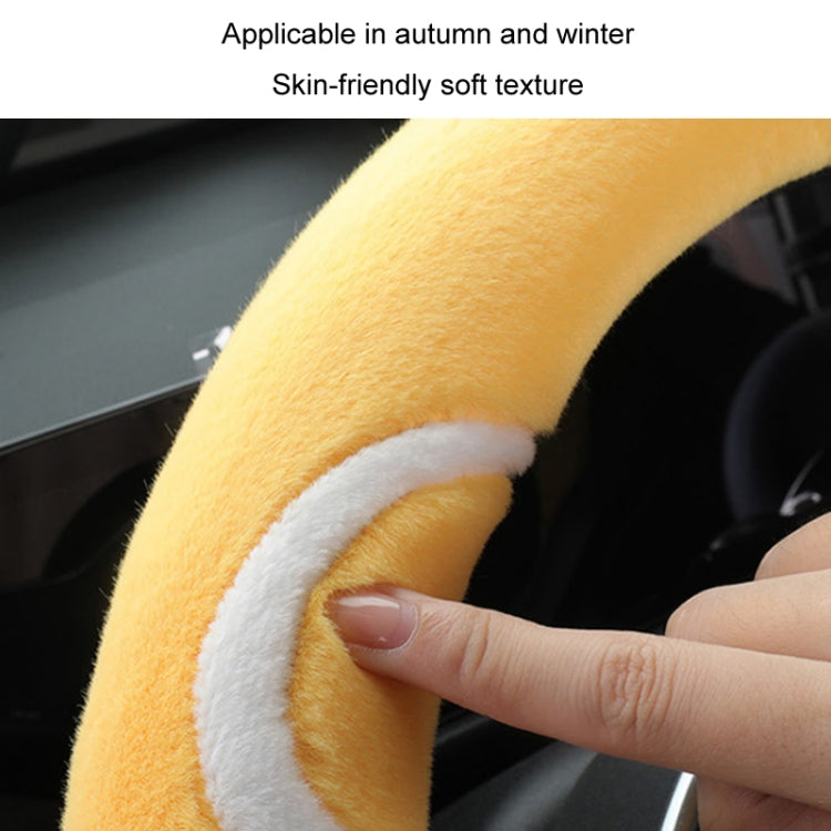Car Steering Wheel Cartoon Short Fluff Handle Cover, Size: 38cm(Yellow Round) - Seat Belts & Padding by PMC TechLife | Online Shopping South Africa | PMC TechLife | Buy Now Pay Later Mobicred