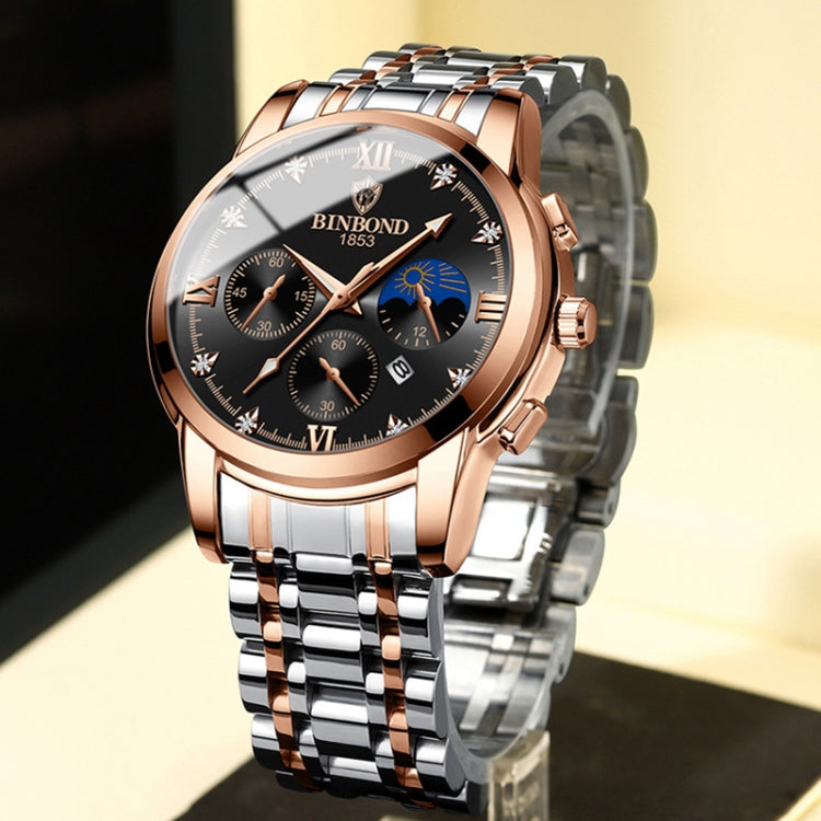 BINBOND B3591 30m Waterproof Luminous Calendar Men Watch, Color: Brown Leather-White-White - free shipping - PMC TechLife - Order now!