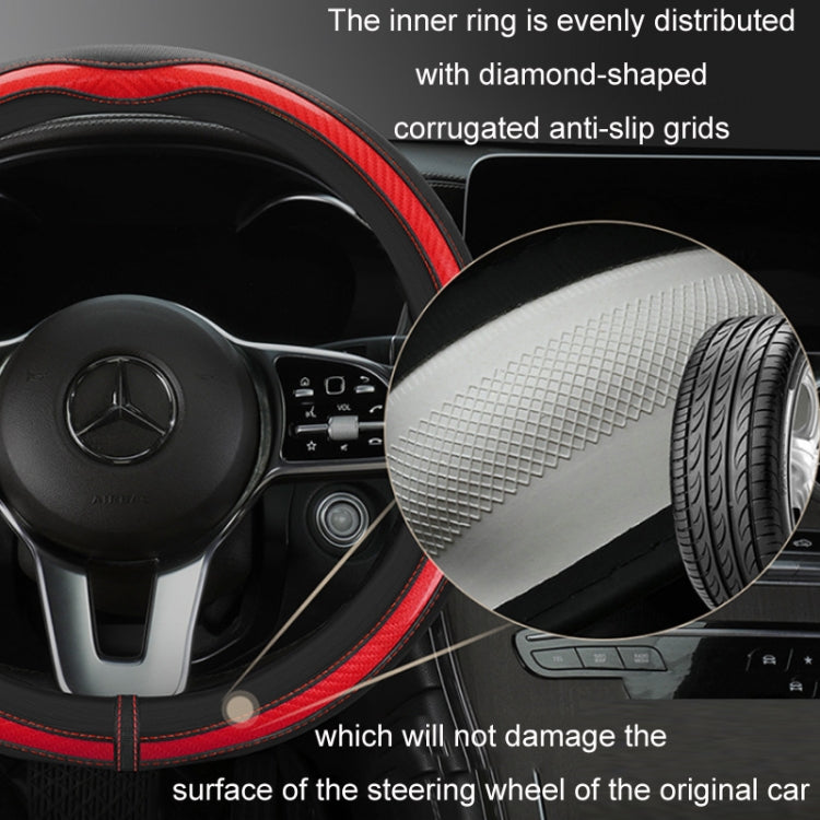 Car Steering Wheel Carbon Fiber Breathable Wear-resistant Leather Case, Size: 38cm(Blue D Shape) - Seat Belts & Padding by PMC TechLife | Online Shopping South Africa | PMC TechLife | Buy Now Pay Later Mobicred