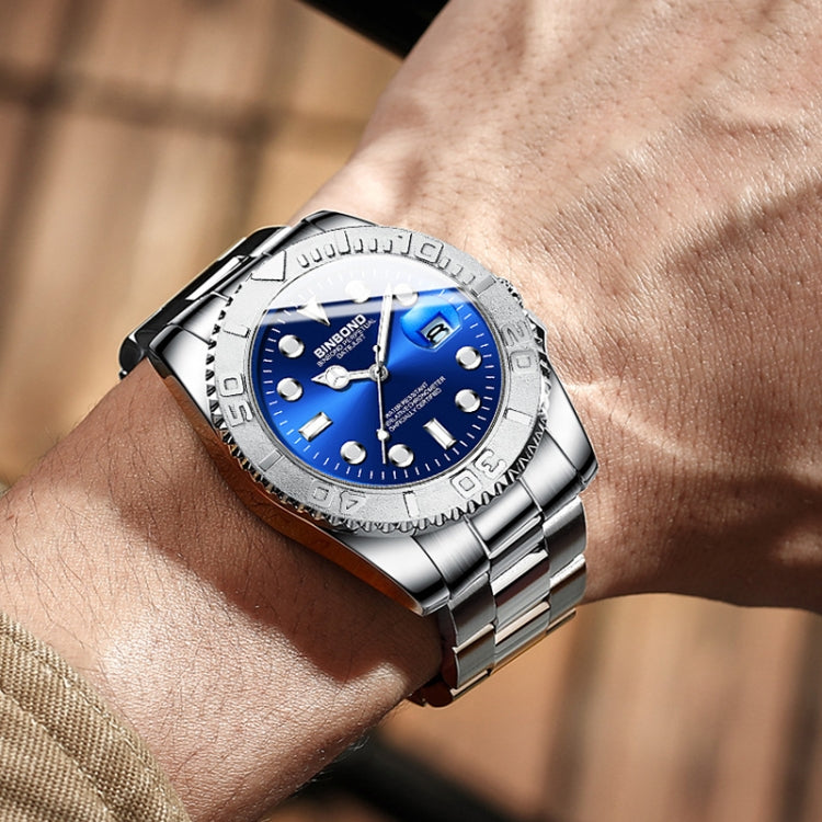 BINBOND B930 Metal Gear Luminous Quartz Watch 30M Waterproof Sports Watch, Color: White Steel-Blue - free shipping - PMC TechLife - Order now!