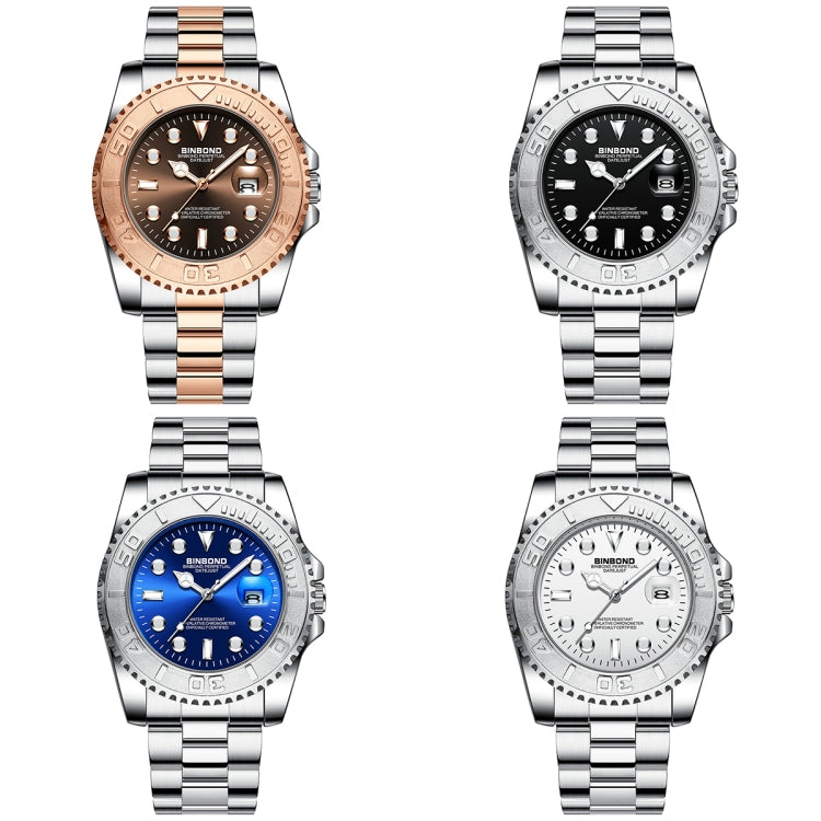 BINBOND B930 Metal Gear Luminous Quartz Watch 30M Waterproof Sports Watch, Color: White Steel-White - free shipping - PMC TechLife - Order now!