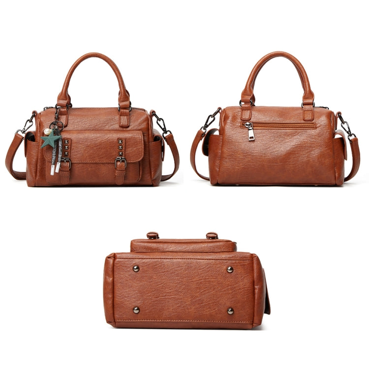 048 Pebbled Leather Multi-compartment Handbag Large Capacity Crossbody Shoulder Bag(Black) - Handbags by PMC TechLife | Online Shopping South Africa | PMC TechLife