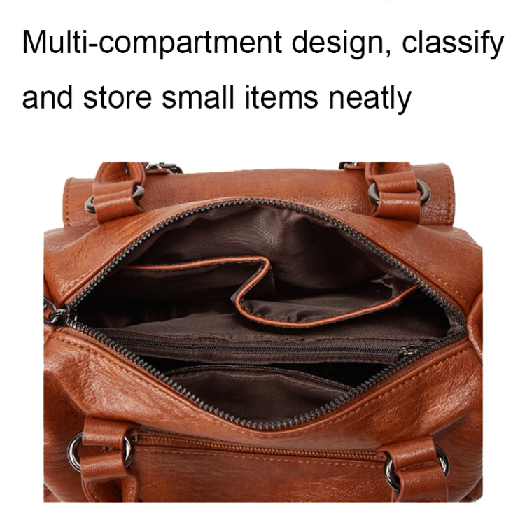 048 Pebbled Leather Multi-compartment Handbag Large Capacity Crossbody Shoulder Bag(Brown) - Handbags by PMC TechLife | Online Shopping South Africa | PMC TechLife