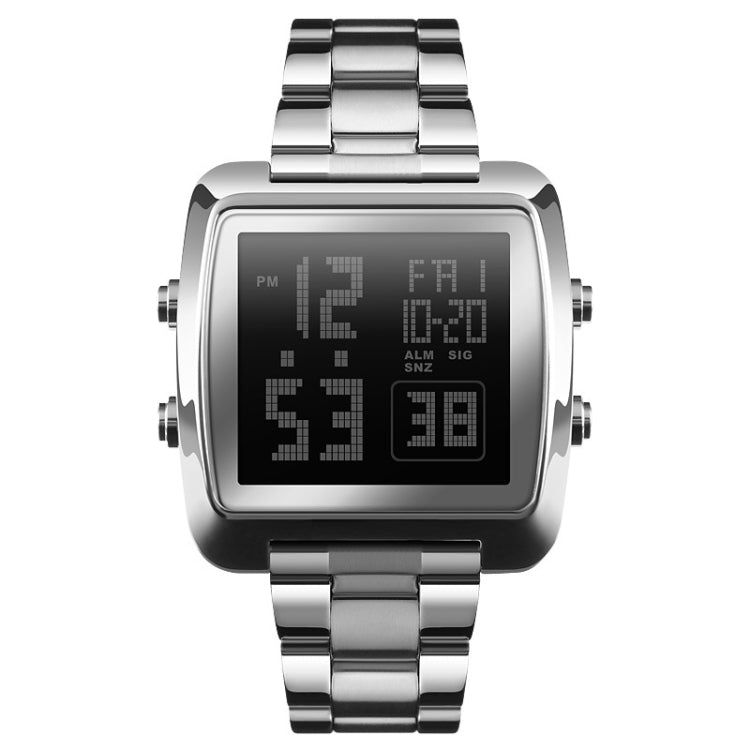 SKMEI 1369 Retro Waterproof Gold Watch Men Steel Belt Luminous Square Watch(Silver) - free shipping - PMC TechLife - Order now!