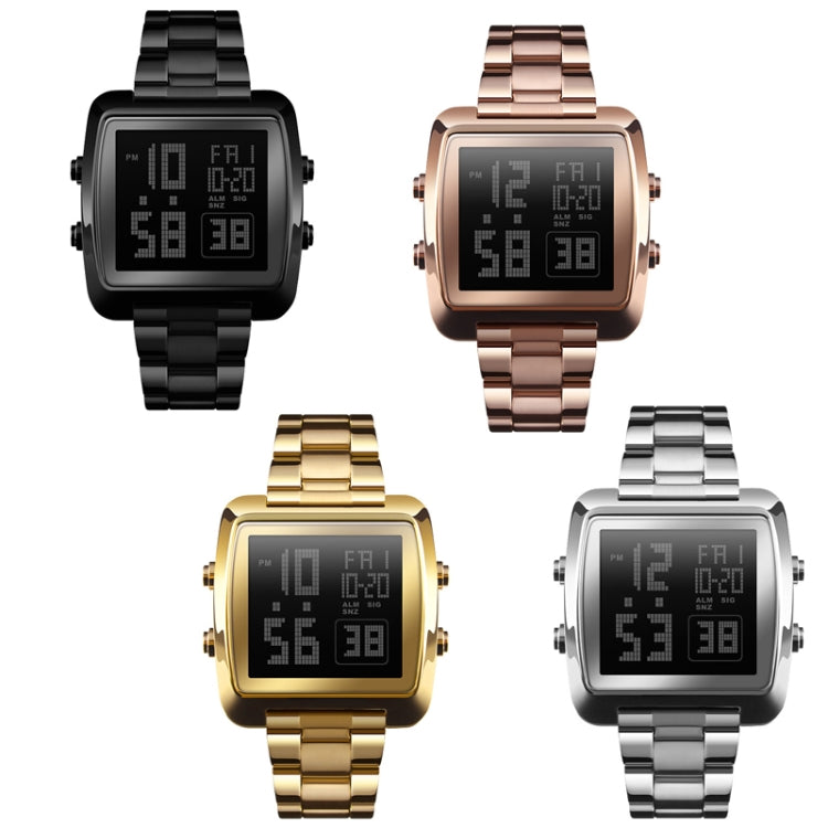 SKMEI 1369 Retro Waterproof Gold Watch Men Steel Belt Luminous Square Watch(Silver) - free shipping - PMC TechLife - Order now!