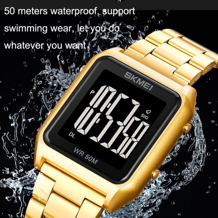 SKMEI 1879 Square Large Screen Men Steel Belt Multi-function EL Luminous Watch, Color: Black Black Machine - free shipping - PMC TechLife - Order now!