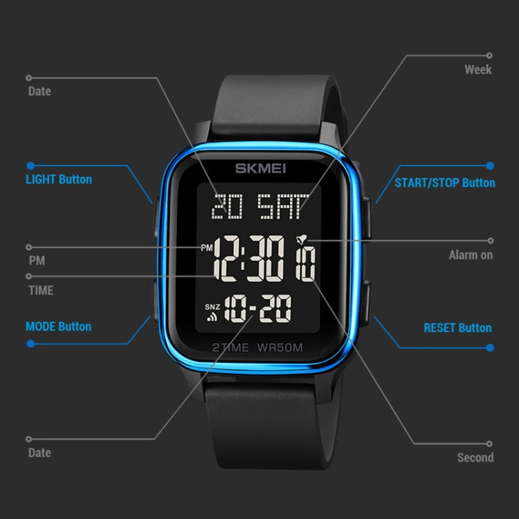 SKMEI 1858 Square Waterproof Digital Dual Display LED Luminous Watch(Red) - free shipping - PMC TechLife - Order now!