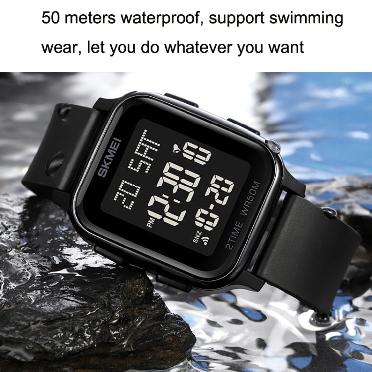SKMEI 1858 Square Waterproof Digital Dual Display LED Luminous Watch(Black) - free shipping - PMC TechLife - Order now!